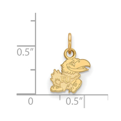 10K Yellow Gold Logoart University Of Kansas Jayhawk Extra Small Pendant