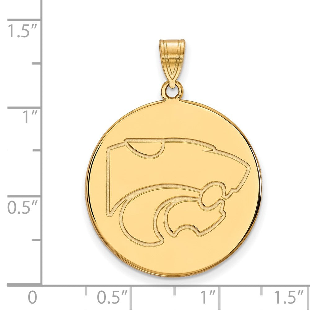 14K Yellow Gold Logoart Kansas State University Wildcat Extra Large Disc Pendant