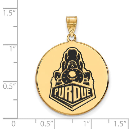 Gold Plated Sterling Silver Logoart Purdue University Boilermakers Train Logo Extra Large Enameled Disc Pendant