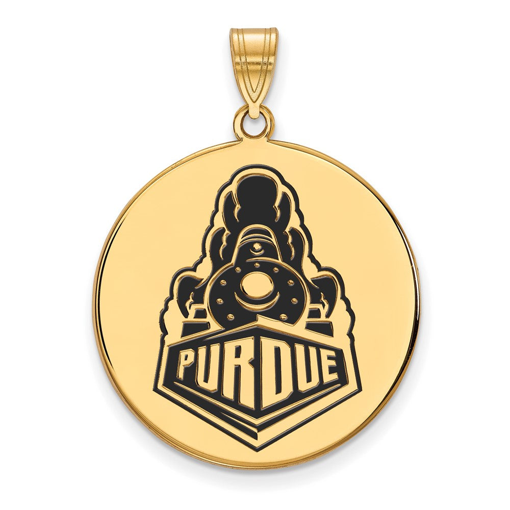 Gold Plated Sterling Silver Logoart Purdue University Boilermakers Train Logo Extra Large Enameled Disc Pendant