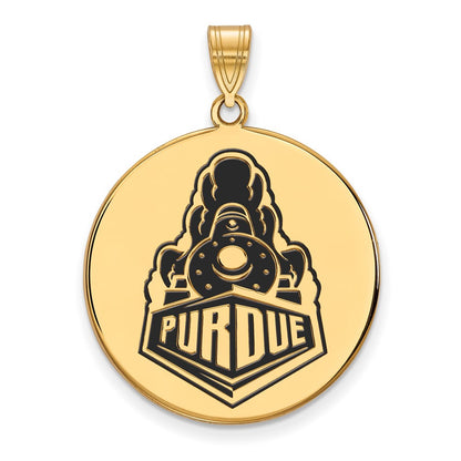 Gold Plated Sterling Silver Logoart Purdue University Boilermakers Train Logo Extra Large Enameled Disc Pendant