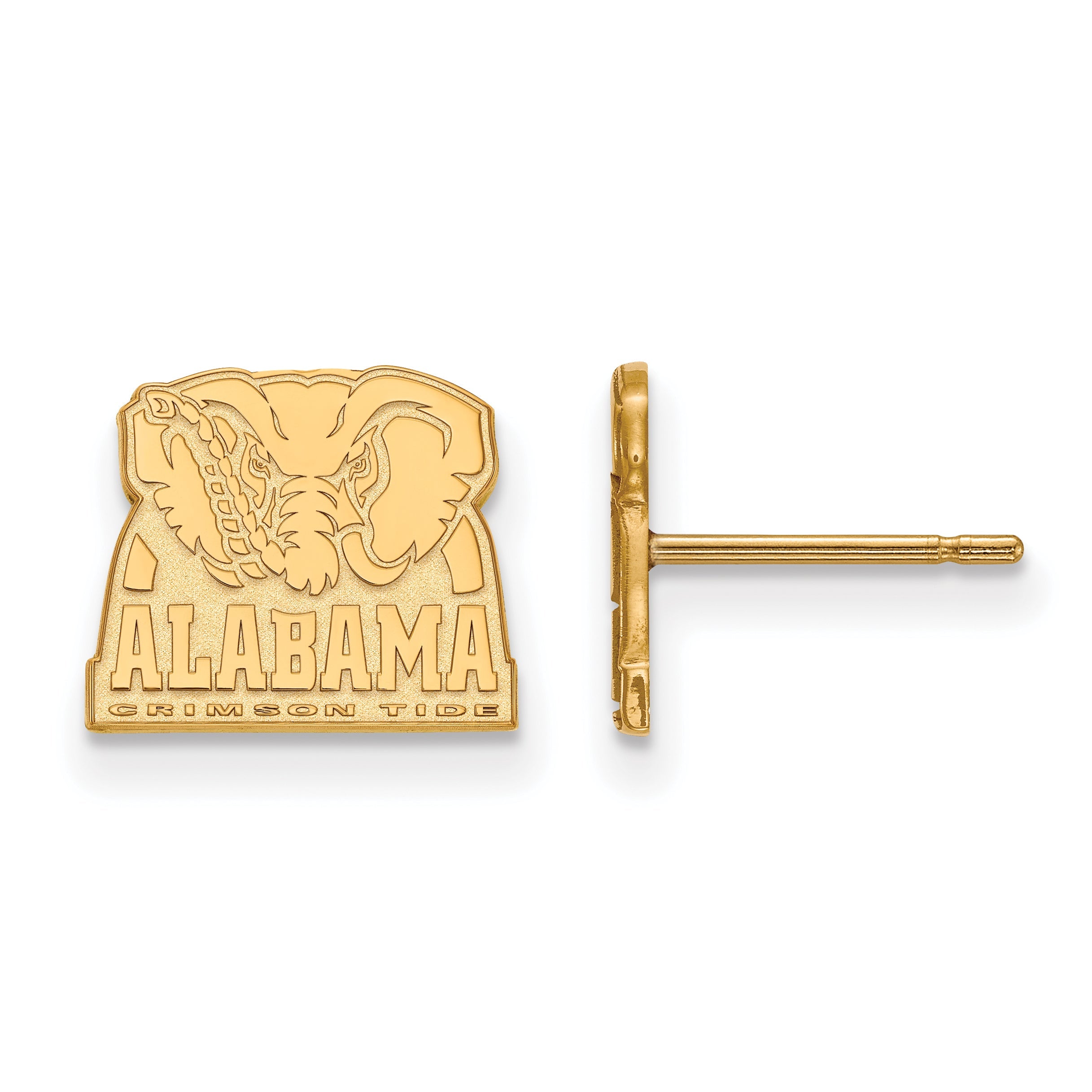 14K Yellow Gold Logoart University Of Alabama Elephant Extra Small Post Earrings