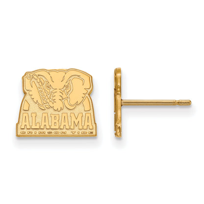 14K Yellow Gold Logoart University Of Alabama Elephant Extra Small Post Earrings