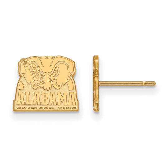 Gold Plated Sterling Silver Logoart University Of Alabama Elephant Extra Small Post Earrings