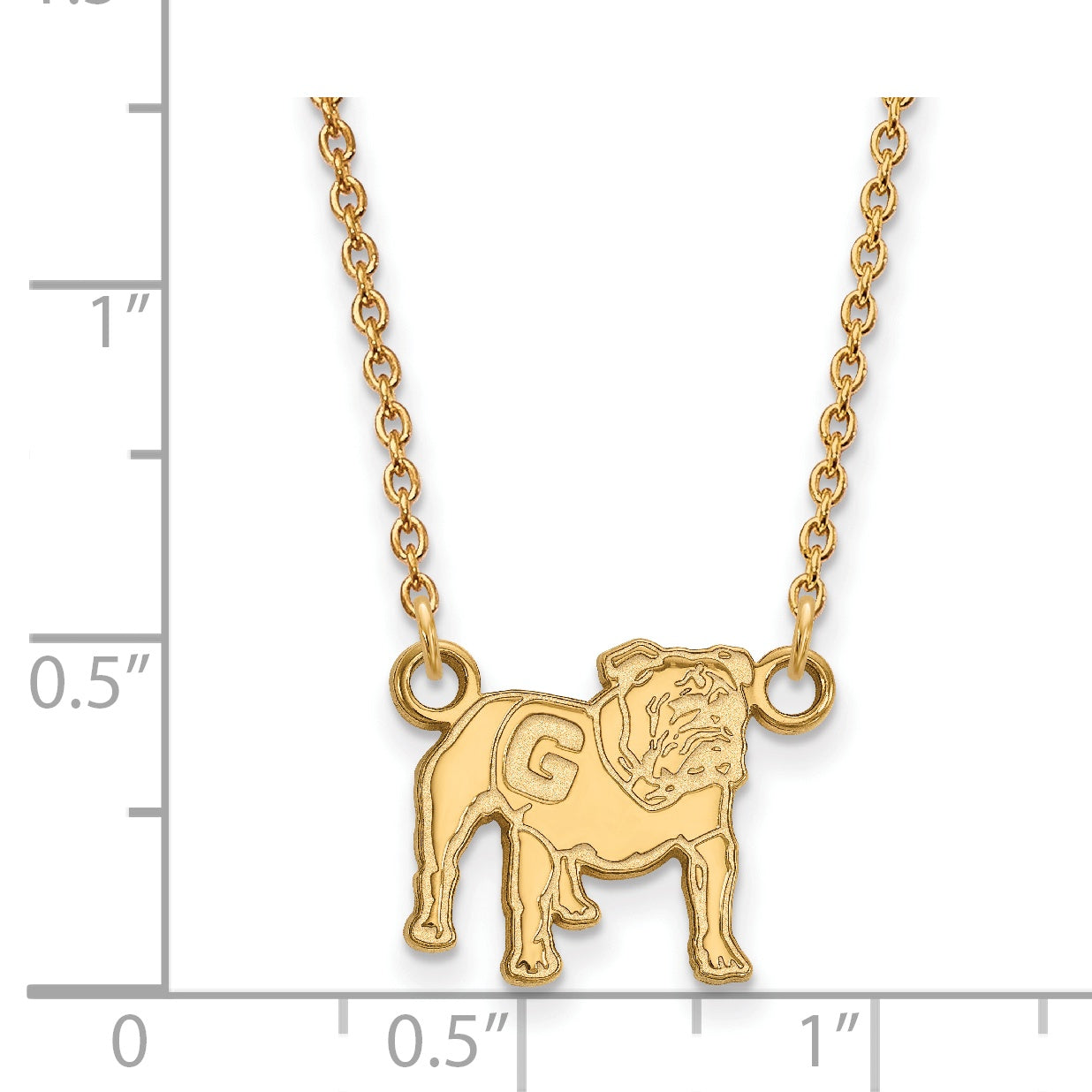 Gold Plated Sterling Silver Logoart University Of Georgia Bulldog Small Pendant 18 Inch Necklace