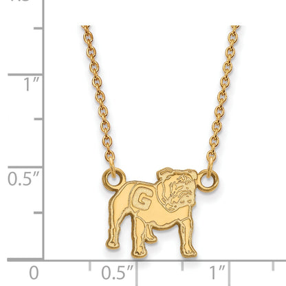 14K Yellow Gold Logoart University Of Georgia Bulldog Small Pendant 18 Inch Necklace