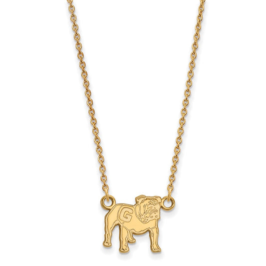 10K Yellow Gold Logoart University Of Georgia Bulldog Small Pendant 18 Inch Necklace