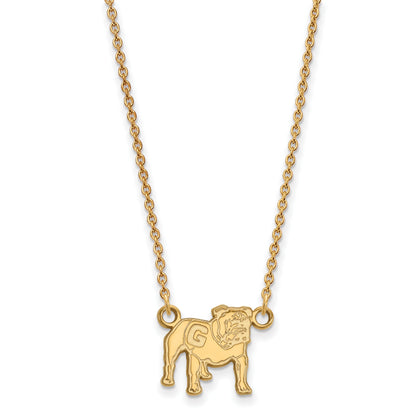 14K Yellow Gold Logoart University Of Georgia Bulldog Small Pendant 18 Inch Necklace