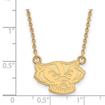 14K Yellow Gold Logoart University Of Wisconsin Badger Small Pendant 18 Inch Necklace