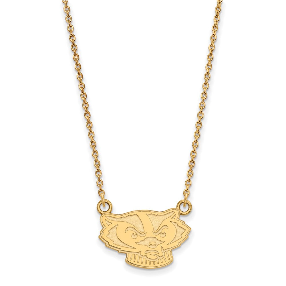 10K Yellow Gold Logoart University Of Wisconsin Badger Small Pendant 18 Inch Necklace