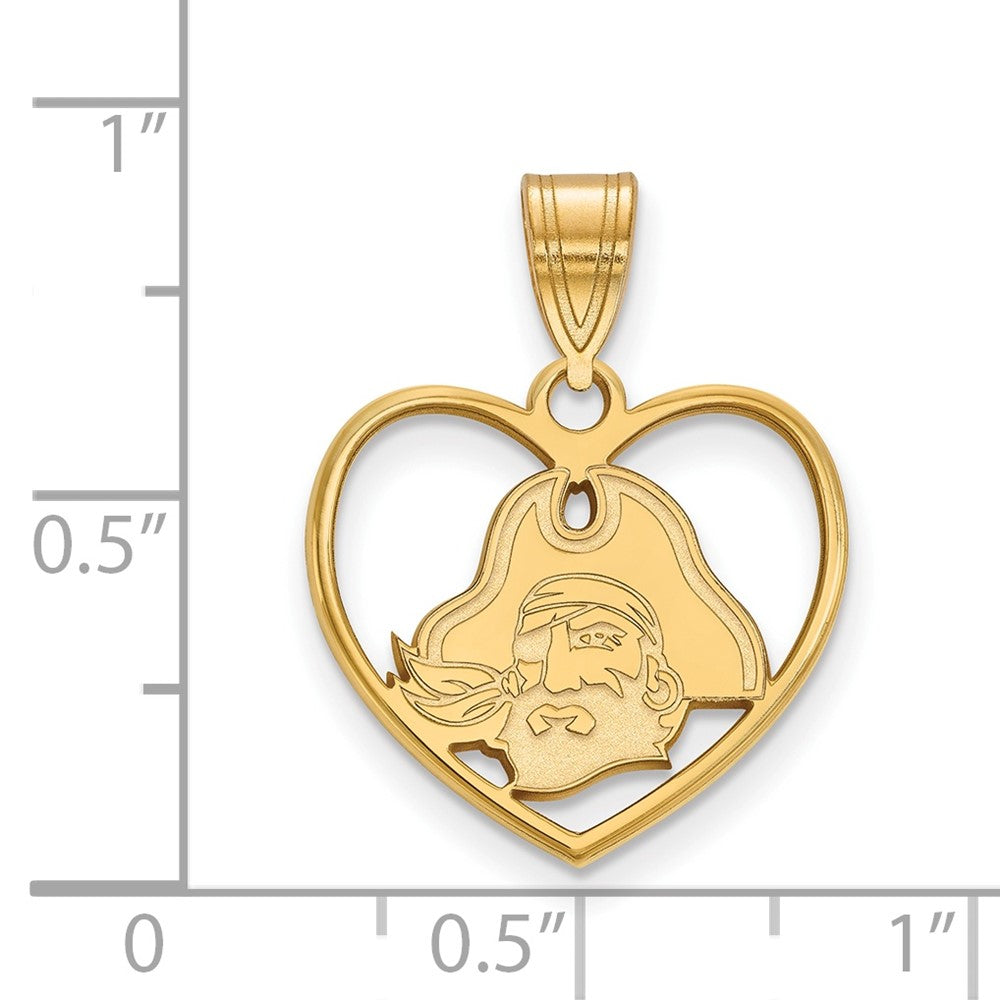 Gold Plated Sterling Silver Logoart East Carolina University Pirate Heart Pendant