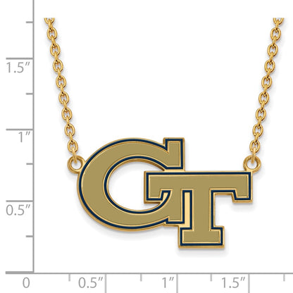 Gold Plated Sterling Silver Logoart Georgia Institute Of Technology G T Large Enameled Pendant 18 Inch Necklace
