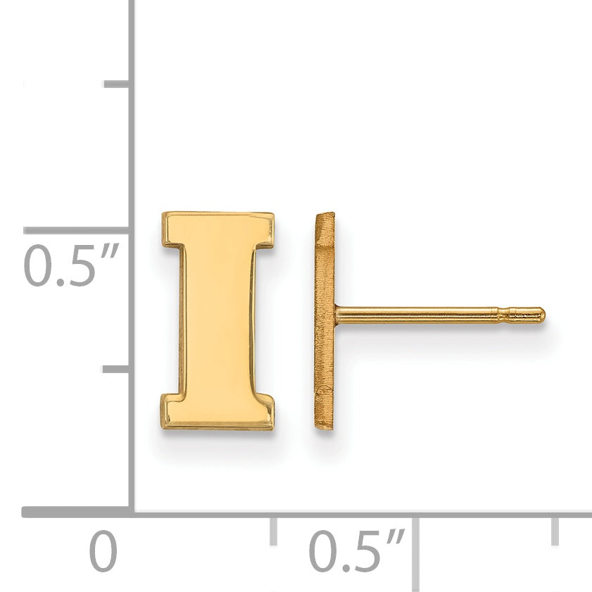 Gold Plated Sterling Silver Logoart University Of Iowa Letter I Extra Small Post Earrings