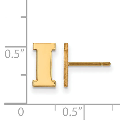 Gold Plated Sterling Silver Logoart University Of Iowa Letter I Extra Small Post Earrings