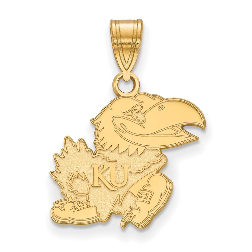 Gold Plated Sterling Silver Logoart University Of Kansas Jayhawk Medium Pendant