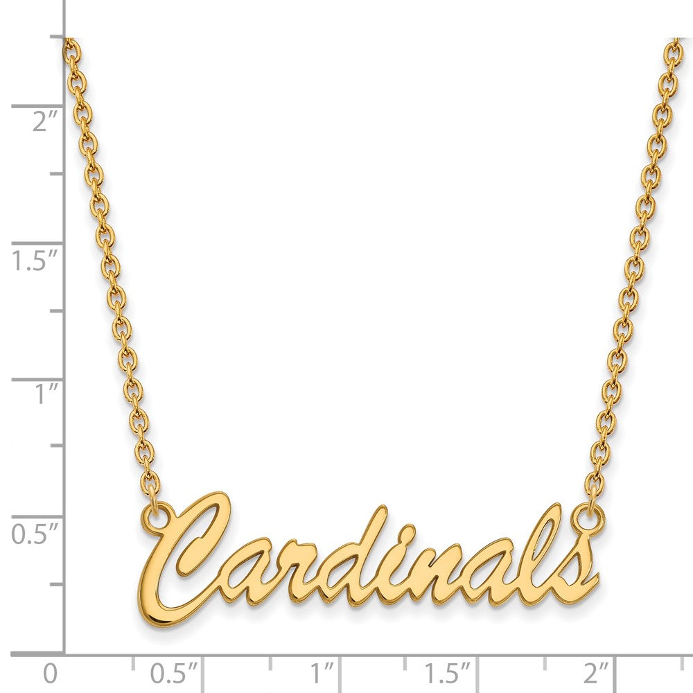 Gold Plated Sterling Silver Logoart University Of Louisville Cardinals Script Medium Pendant 18 Inch Necklace