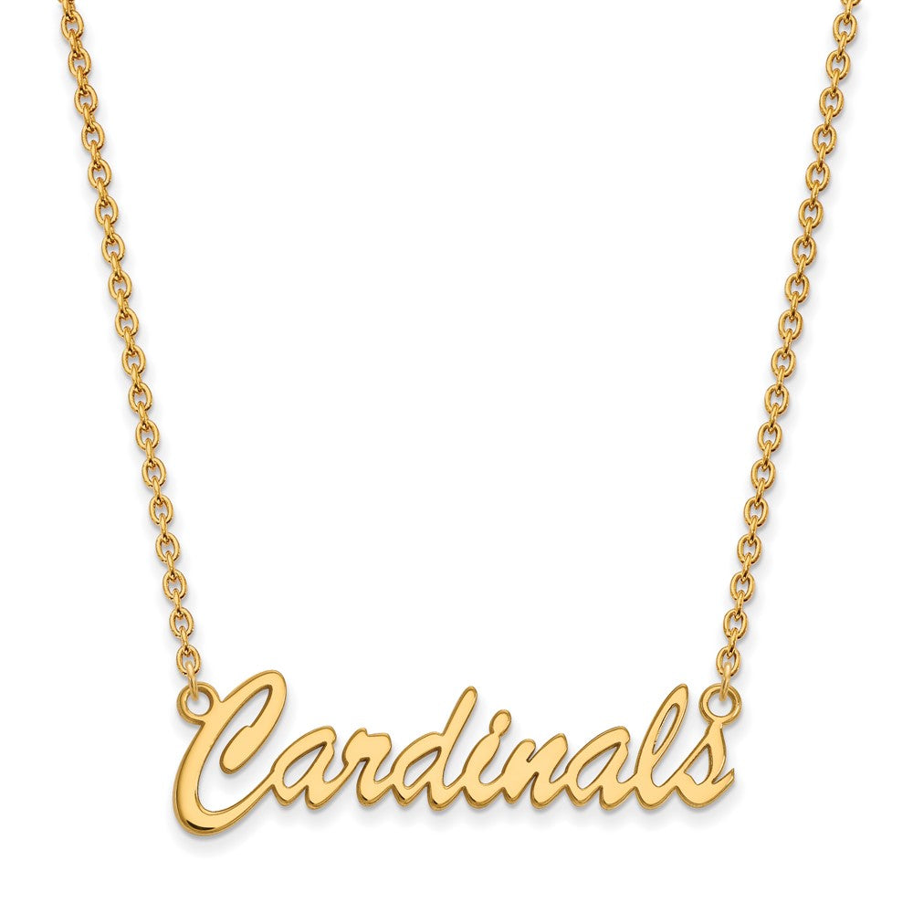 Gold Plated Sterling Silver Logoart University Of Louisville Cardinals Script Medium Pendant 18 Inch Necklace