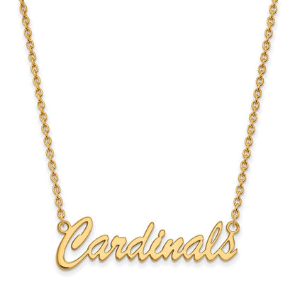 Gold Plated Sterling Silver Logoart University Of Louisville Cardinals Script Medium Pendant 18 Inch Necklace