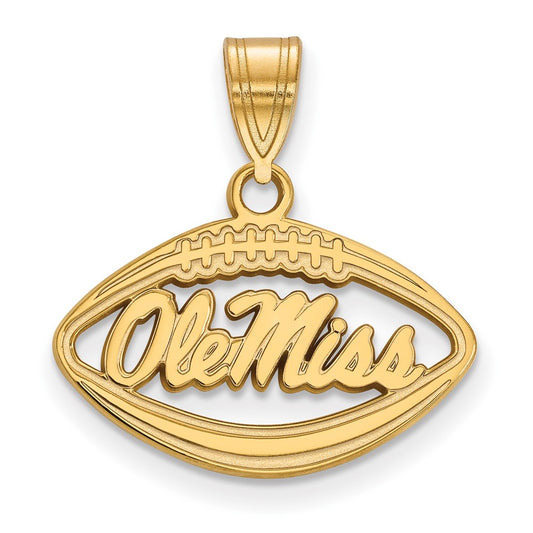 Gold Plated Sterling Silver Logoart University Of Mississippi Ole Miss Football Pendant