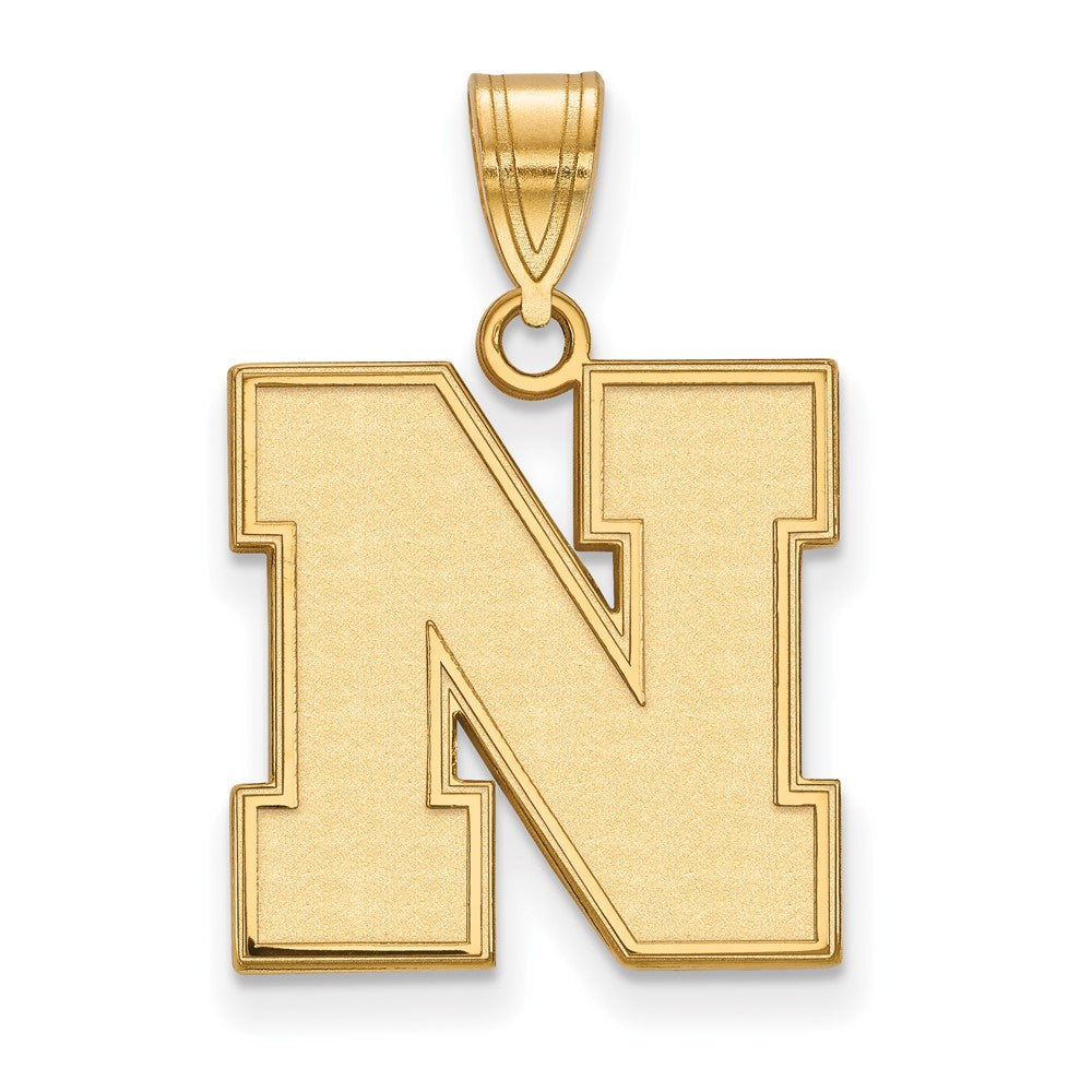 Gold Plated Sterling Silver Logoart University Of Nebraska Letter N Medium Pendant