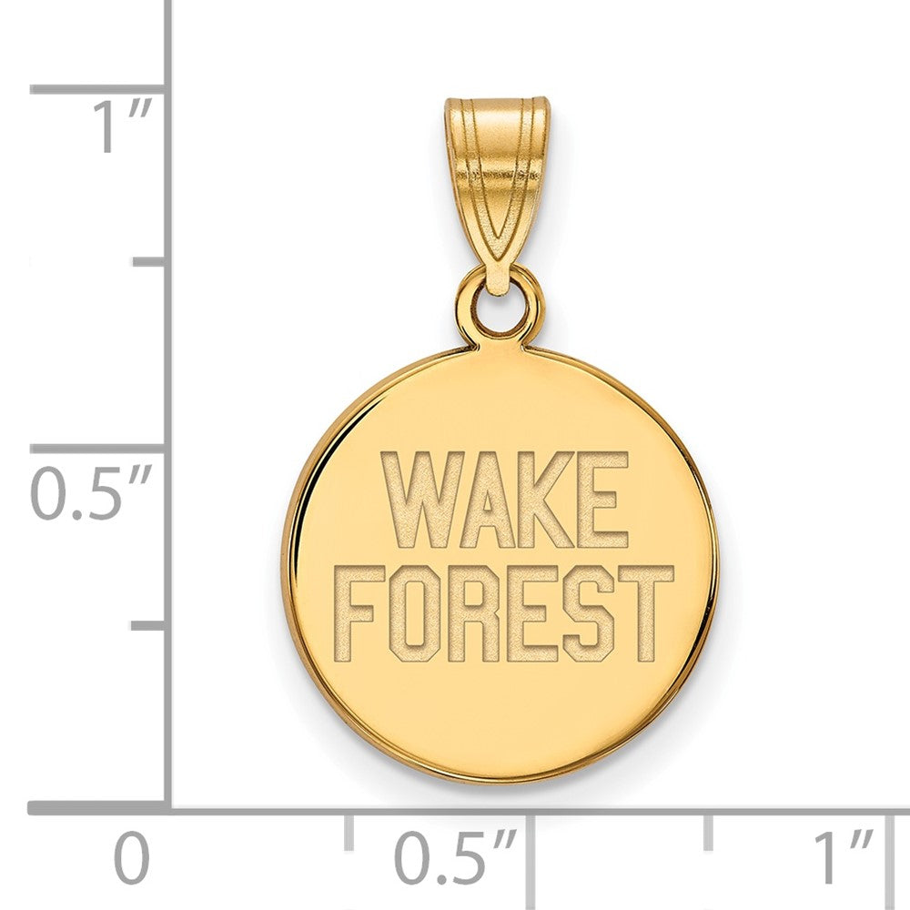 14K Yellow Gold Logoart Wake Forest University W F Deacon Medium Disc Pendant