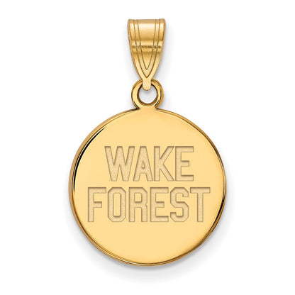 14K Yellow Gold Logoart Wake Forest University W F Deacon Medium Disc Pendant
