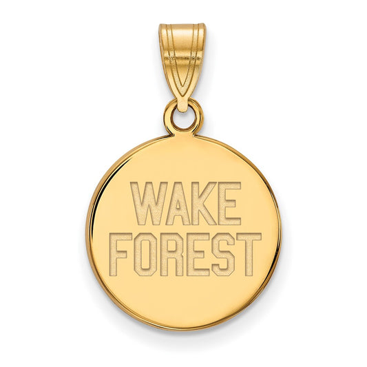 14K Yellow Gold Logoart Wake Forest University W F Deacon Medium Disc Pendant