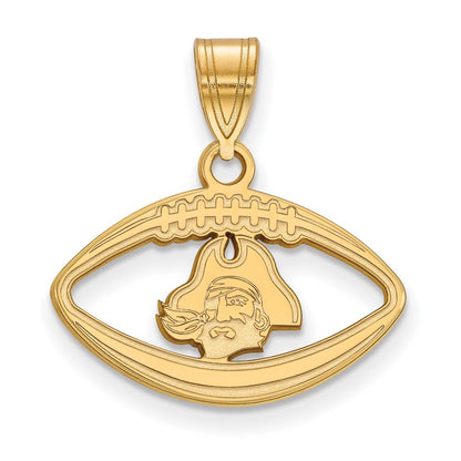 Gold Plated Sterling Silver Logoart East Carolina University Pirate Football Pendant