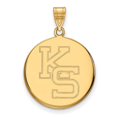 Gold Plated Sterling Silver Logoart Kansas State University K S Large Pendant