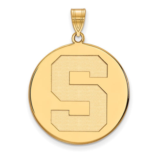 Gold Plated Sterling Silver Logoart Michigan State University Letter S Extra Large Disc Pendant