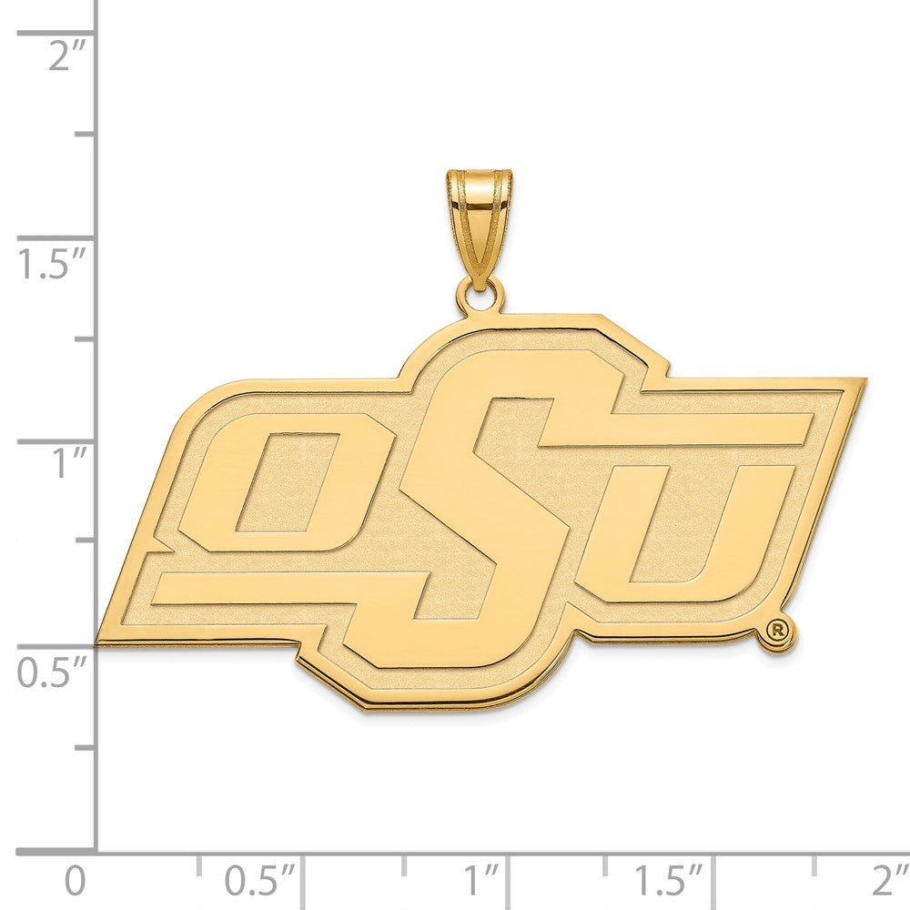 Gold Plated Sterling Silver Logoart Oklahoma State University O S U Extra Large Pendant