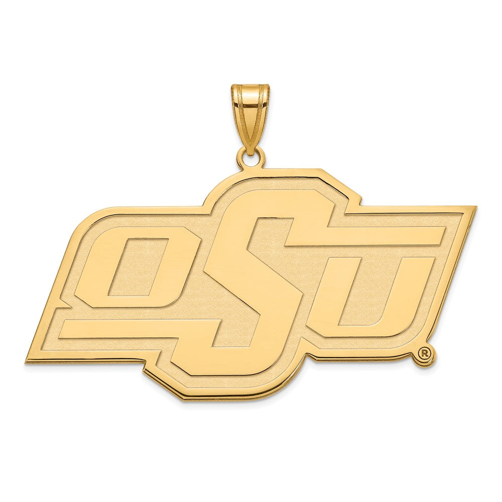 Gold Plated Sterling Silver Logoart Oklahoma State University O S U Extra Large Pendant
