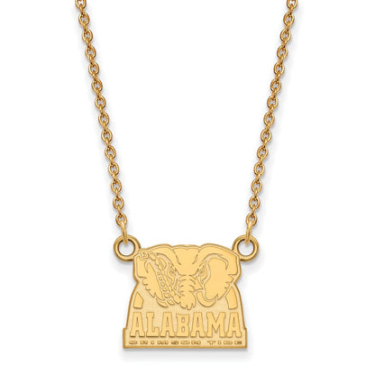 14K Yellow Gold Logoart University Of Alabama Elephant Small Pendant 18 Inch Necklace