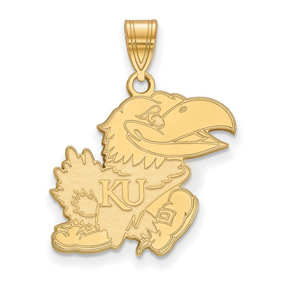 10K Yellow Gold Logoart University Of Kansas Jayhawk Large Pendant