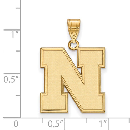 Gold Plated Sterling Silver Logoart University Of Nebraska Letter N Large Pendant