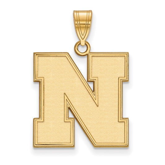 Gold Plated Sterling Silver Logoart University Of Nebraska Letter N Large Pendant
