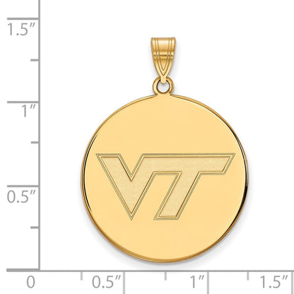 14K Yellow Gold Logoart Virginia Tech V T Extra Large Disc Pendant
