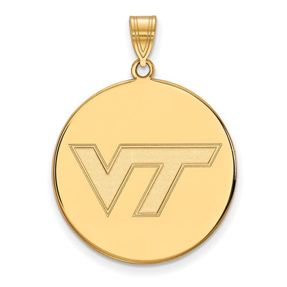 14K Yellow Gold Logoart Virginia Tech V T Extra Large Disc Pendant