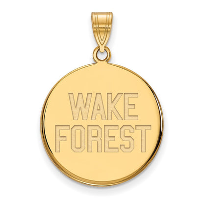 Gold Plated Sterling Silver Logoart Wake Forest University W F Deacon Large Disc Pendant