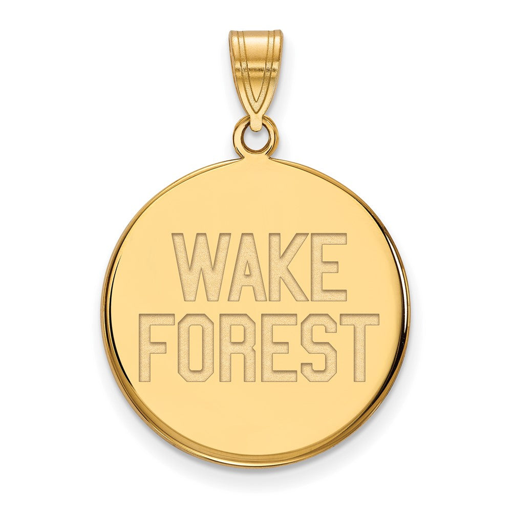 10K Yellow Gold Logoart Wake Forest University W F Deacon Large Disc Pendant