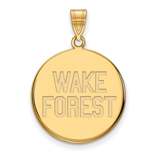 10K Yellow Gold Logoart Wake Forest University W F Deacon Large Disc Pendant