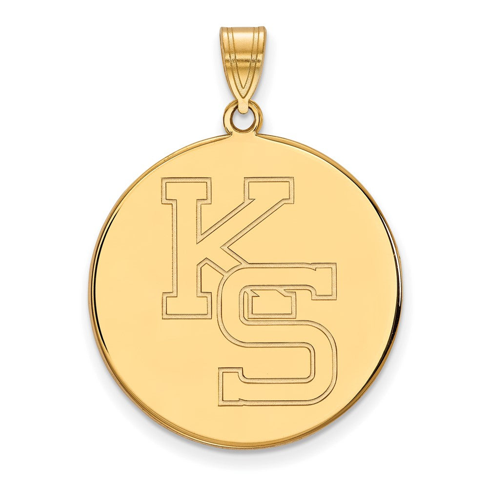 10K Yellow Gold Logoart Kansas State University K S Extra Large Disc Pendant