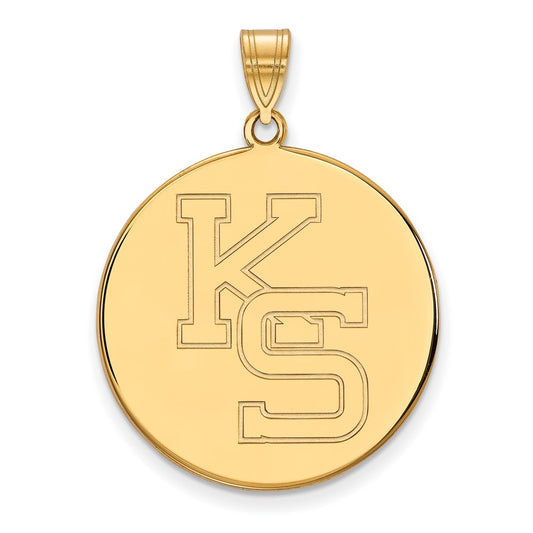 Gold Plated Sterling Silver Logoart Kansas State University K S Extra Large Disc Pendant