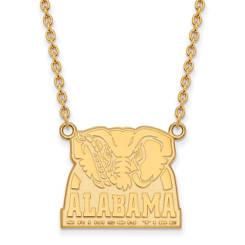 Gold Plated Sterling Silver Logoart University Of Alabama Elephant Large Pendant 18 Inch Necklace