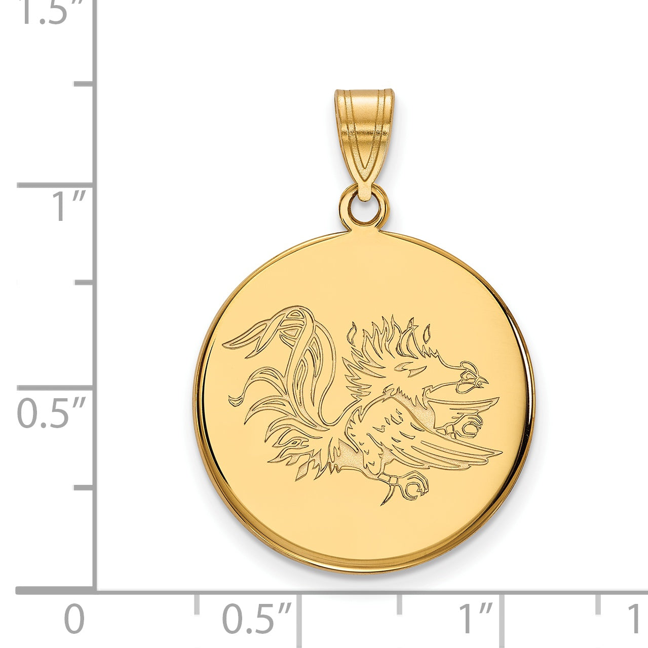 14K Yellow Gold Logoart University Of South Carolina Gamecock Large Disc Pendant