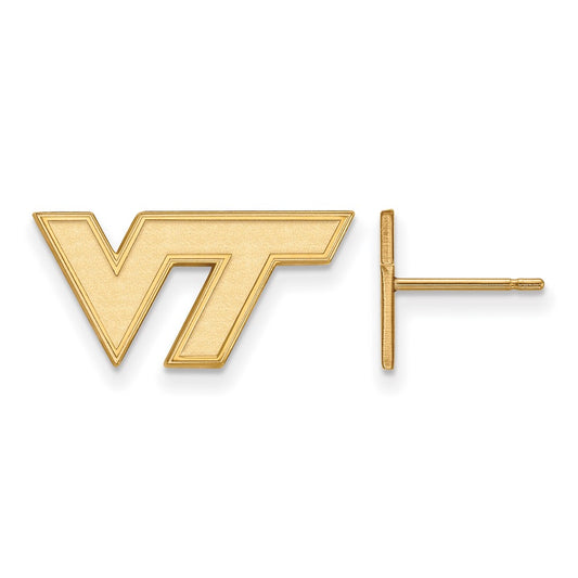 10K Yellow Gold Logoart Virginia Tech V T Extra Small Post Earrings