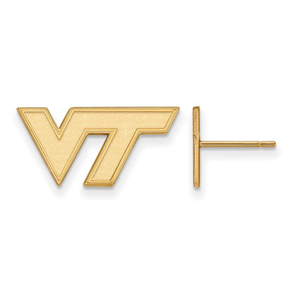 14K Yellow Gold Logoart Virginia Tech V T Extra Small Post Earrings