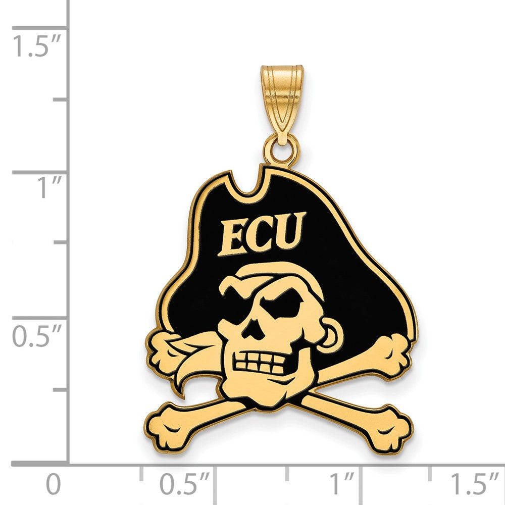 Gold Plated Sterling Silver Logoart East Carolina University Pirate Extra Large Enameled Pendant