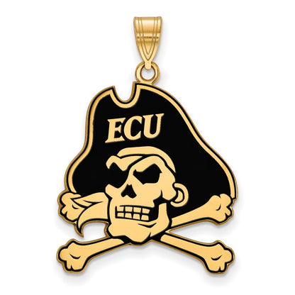 Gold Plated Sterling Silver Logoart East Carolina University Pirate Extra Large Enameled Pendant