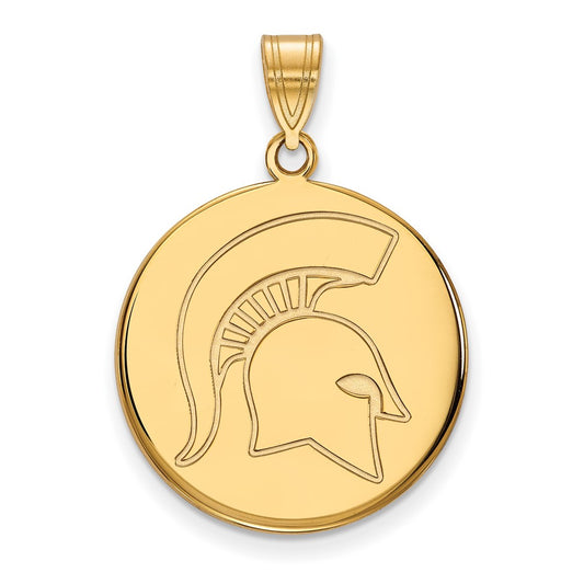 10K Yellow Gold Logoart Michigan State University Spartan Large Disc Pendant
